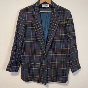 Vintage Dumas Plaid Blazer Jacket Size 14